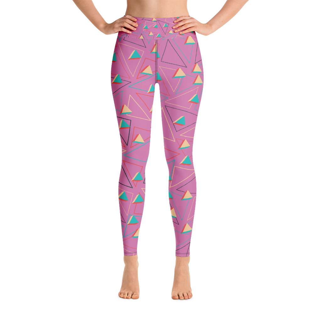 Triangular Candied Light Pink Yoga Leggings - With Pockets TeeSpect