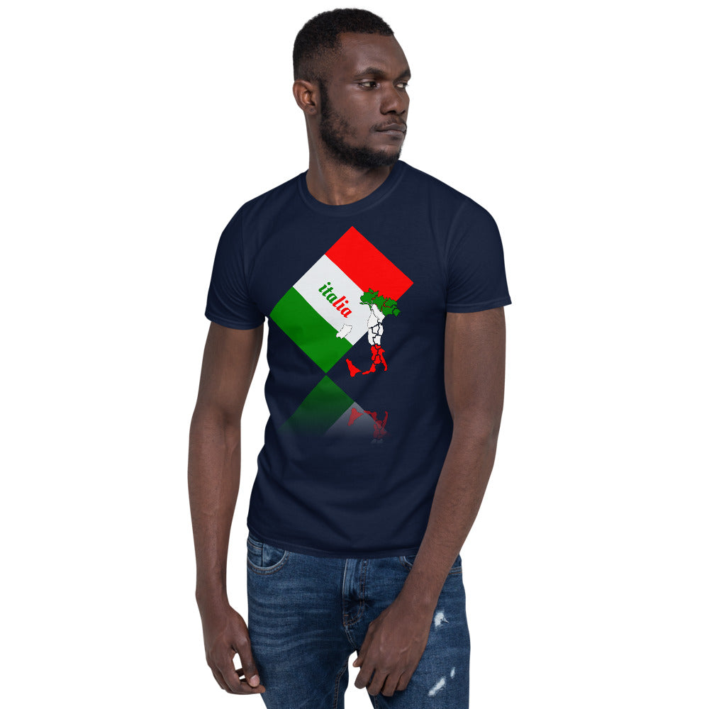 Elegant Italia - Italy Flag And Map Unisex Cotton Softstyle Short-Sleeve T-Shirt TeeSpect