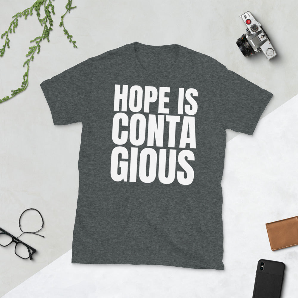 Hope Is Contagious Bold Text Unisex Soft Cotton Softstyle Short-Sleeve T-Shirt TeeSpect