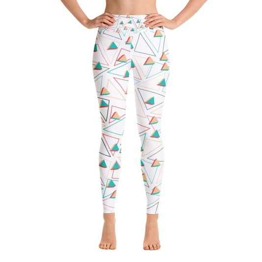Triangular Candied White Yoga Leggings - With Pockets TeeSpect