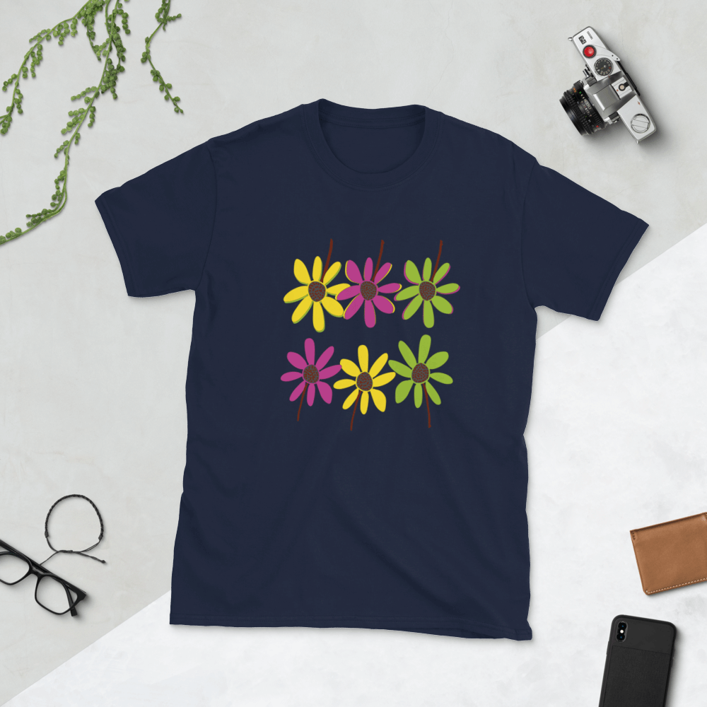 Colourful Hand Drawn Flower Petals Basic Soft-style Short-Sleeve T-Shirt TeeSpect