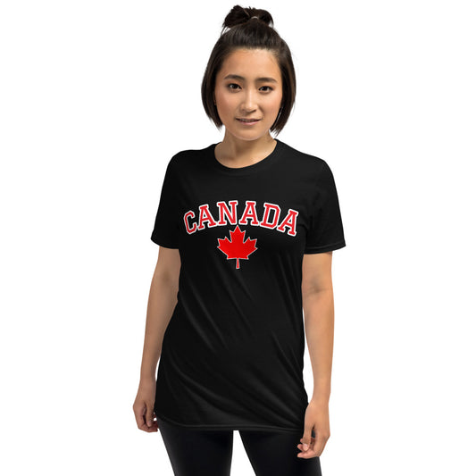 Bold Canada And Maple Leaf Unisex Soft Cotton, Softstyle Short-Sleeve T-Shirt TeeSpect