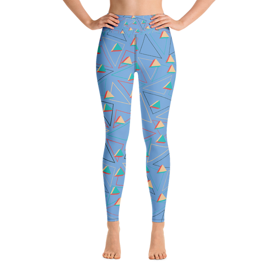 Triangular Candied Blue Yoga Leggings - With Pockets TeeSpect