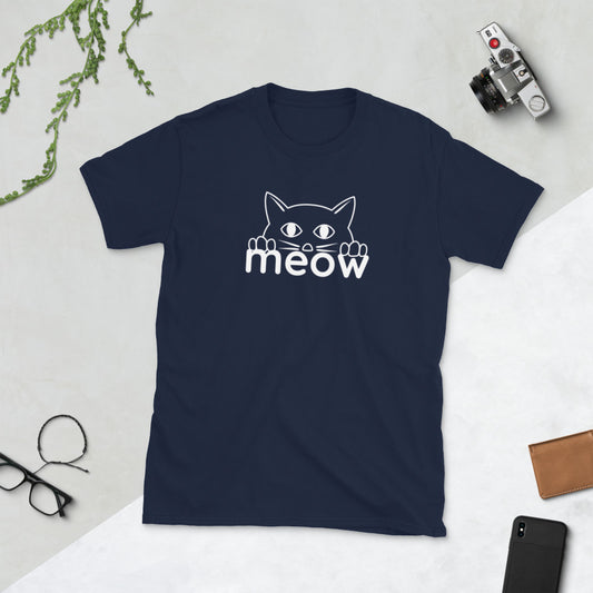 Cat Face Meow Unisex, Soft Cotton, Softstyle Short-Sleeve T-Shirt TeeSpect