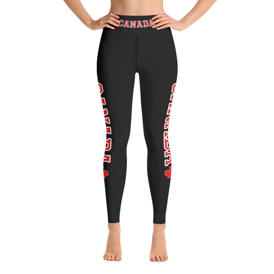 Bold Canada And Maple Leaf Super Soft, Stretchy, Comfortable All Over Print Yoga Leggings With Pockets TeeSpect