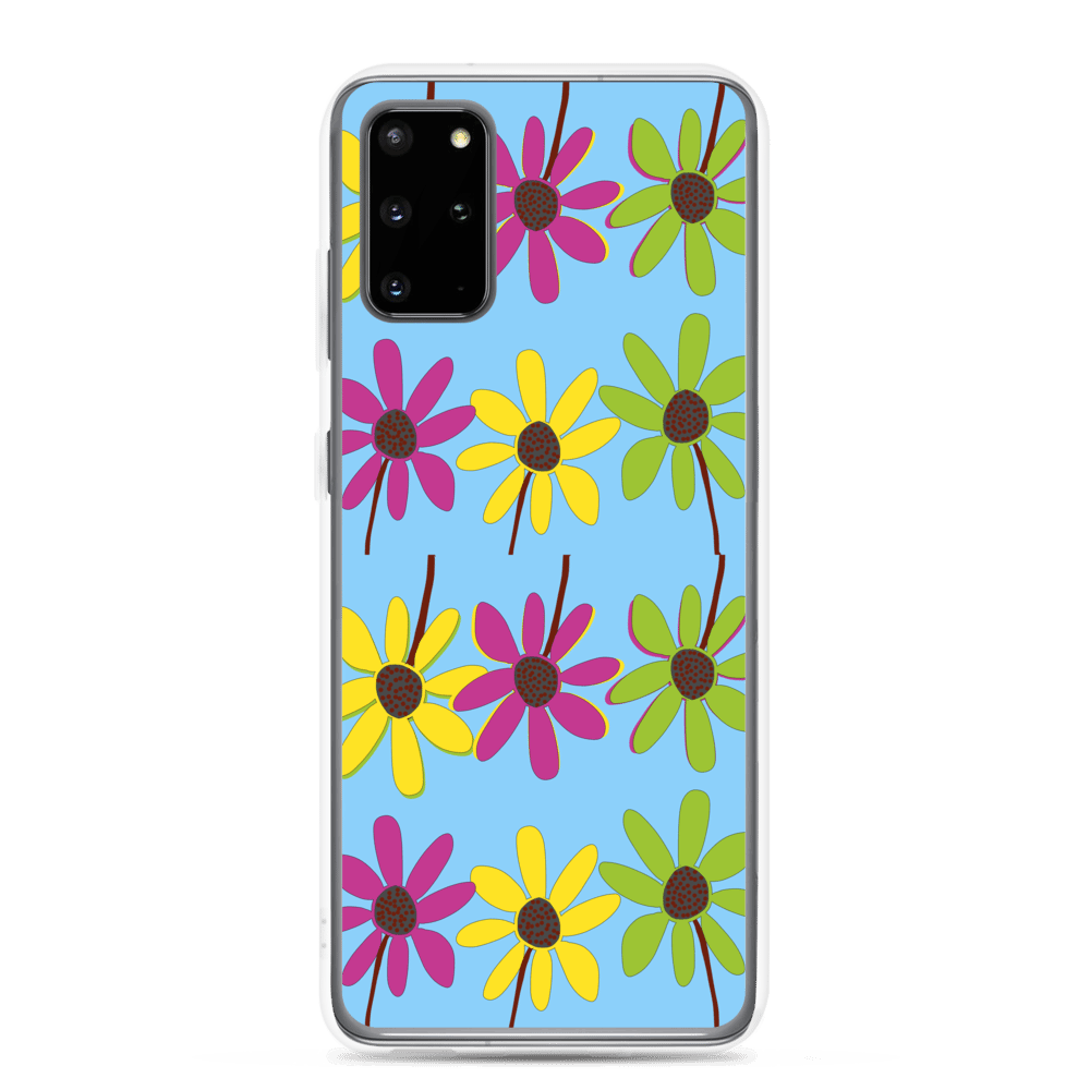 Colourful Hand Drawn Flower Petals Sky Blue Samsung Case TeeSpect