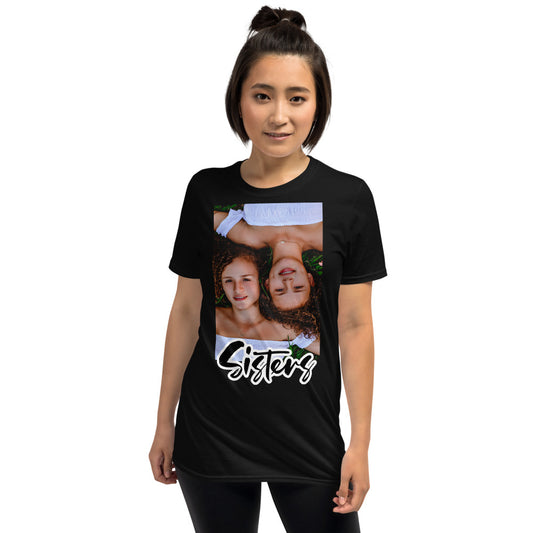 Sisters Custom Photo + Text Personalized Unisex Softstyle Short-Sleeve T-Shirt TeeSpect
