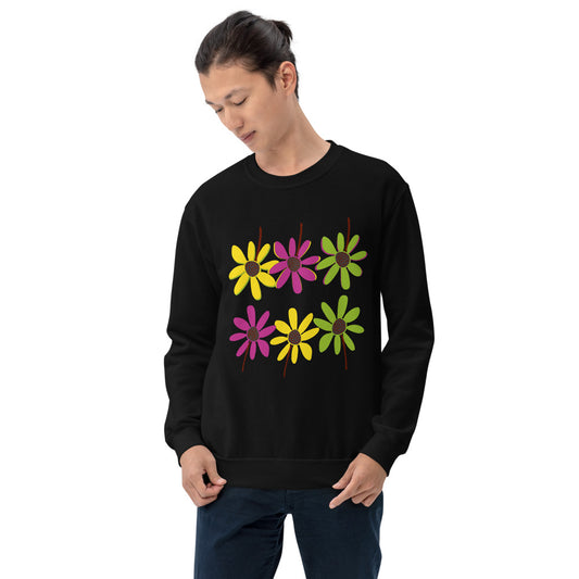 Colorful Hand Drawn Flower Petals Unisex Crew Neck Sweatshirt TeeSpect