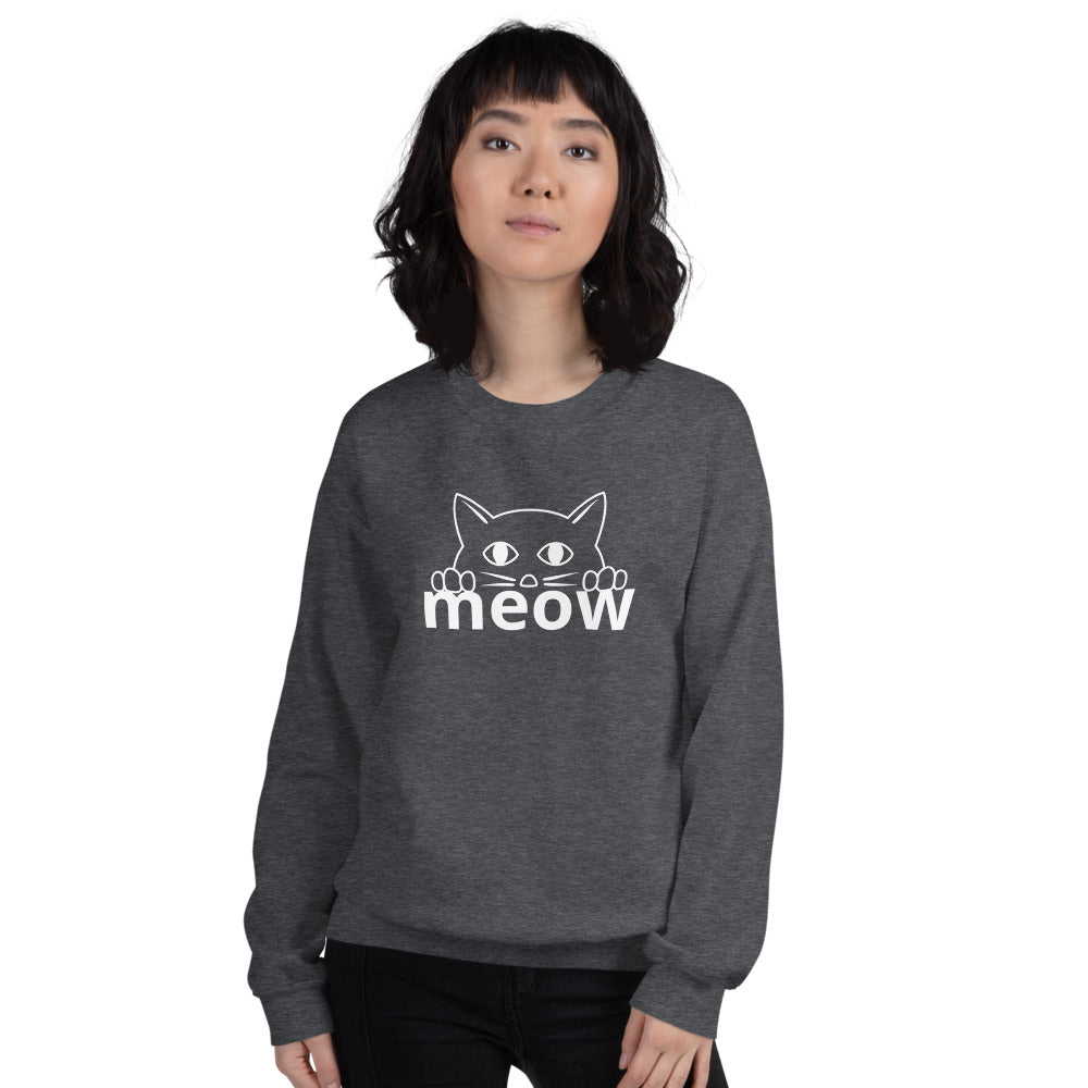 Cat Face Meow Warm, Soft Feel, Pre-Shrunk Classic Fit Crew Neck Sweatshirt TeeSpect