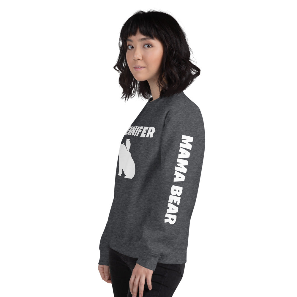 Custom Name, Arm Text Personalized Bold Mama Bear Sweatshirt TeeSpect