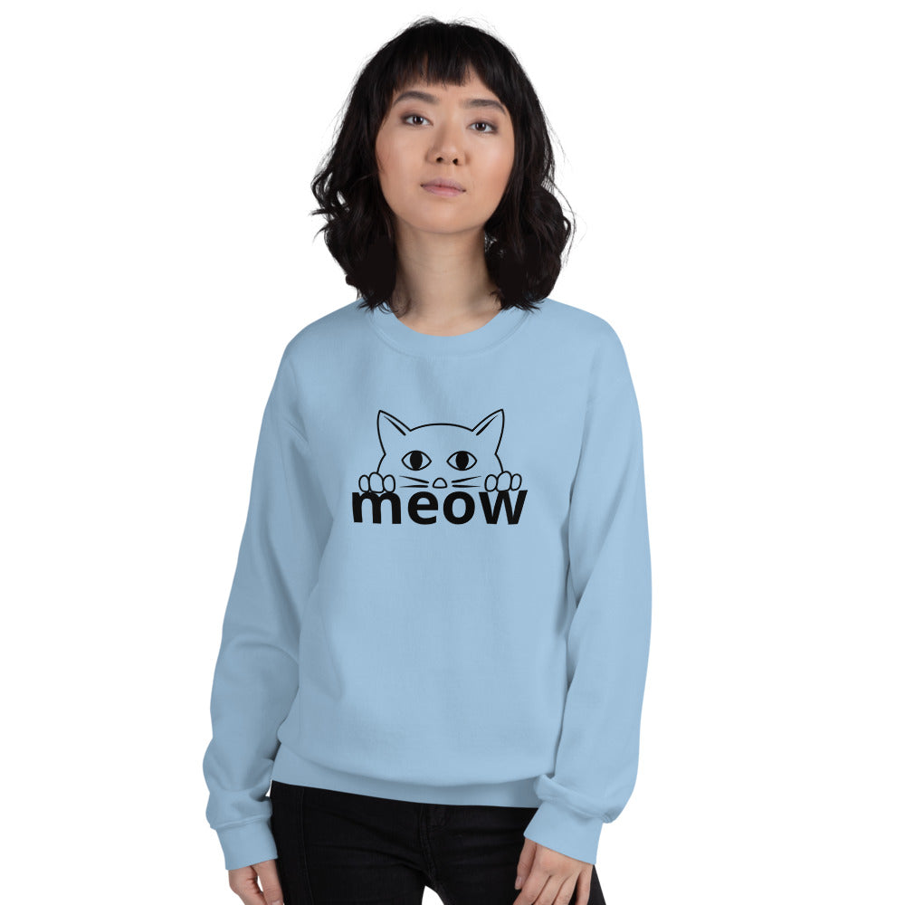 Cat Face Meow Warm, Soft Feel, Pre-Shrunk Classic Fit Crew Neck Sweatshirt TeeSpect