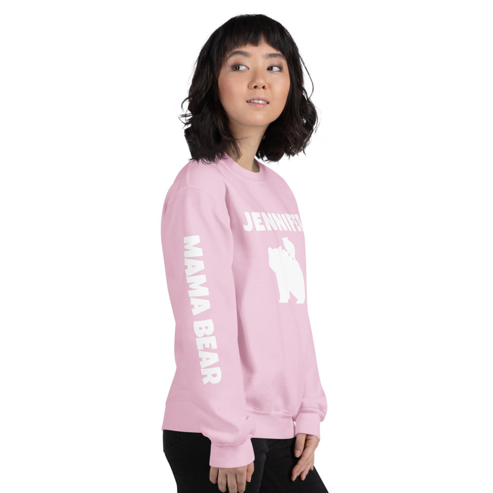 Custom Name, Arm Text Personalized Bold Mama Bear Sweatshirt TeeSpect