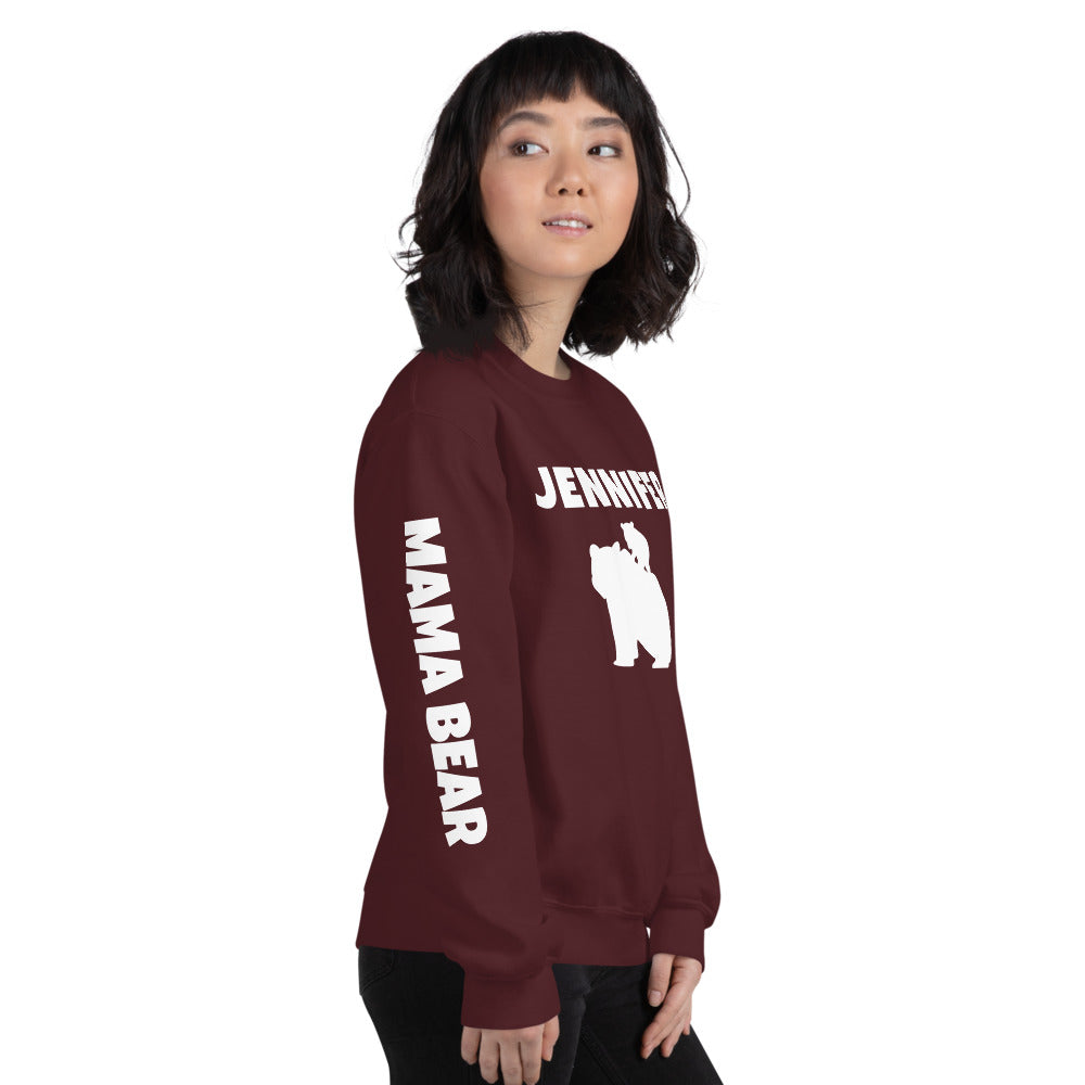 Custom Name, Arm Text Personalized Bold Mama Bear Sweatshirt TeeSpect