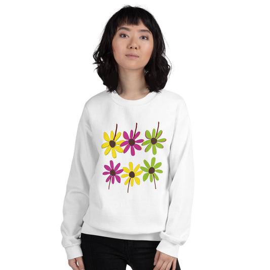 Colorful Hand Drawn Flower Petals Unisex Crew Neck Sweatshirt TeeSpect