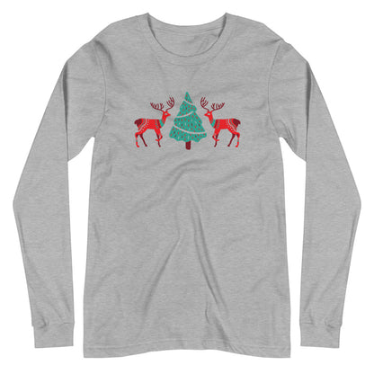 Merry Reindeer Tree Unisex Long Sleeve Tee TeeSpect