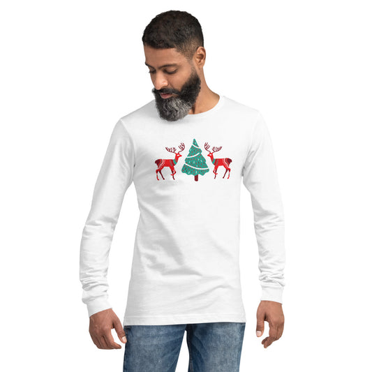 Merry Reindeer Tree Unisex Long Sleeve Tee TeeSpect