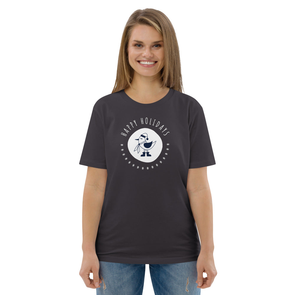 Happy Holiday Tweet Blue Unisex Organic Cotton T-Shirt TeeSpect