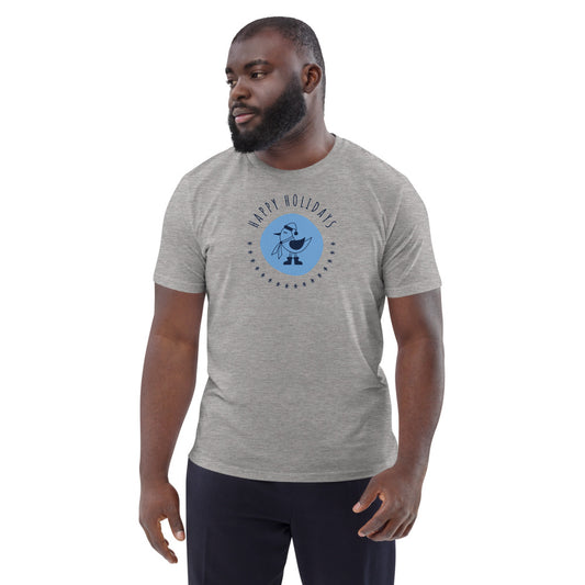 Happy Holiday Tweet Blue Unisex Organic Cotton T-Shirt TeeSpect