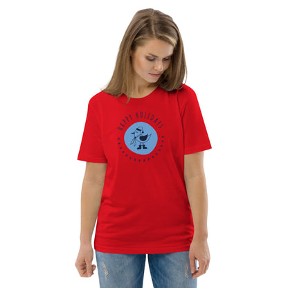 Happy Holiday Tweet Blue Unisex Organic Cotton T-Shirt TeeSpect