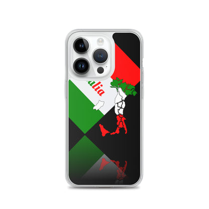 Italia élégante - drapeau et carte de l'Italie Coque iPhone Noir