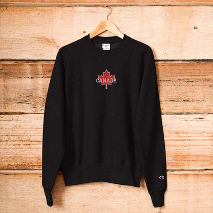 Champion Embroidered CANADA And Maple Leaf On Center Chest Sweatshirt TeeSpect