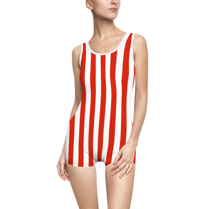 Striped Red Women's Vintage Swimsuit TeeSpect