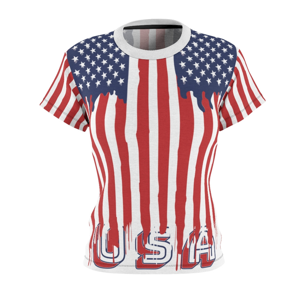 USA Dripping Flag Women's AOP Cut & Sew Tee TeeSpect