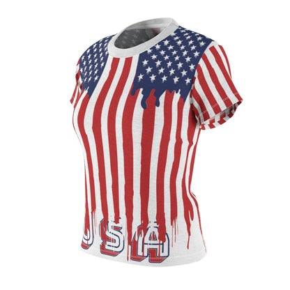 USA Dripping Flag Women's AOP Cut & Sew Tee TeeSpect