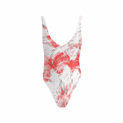 Floral Sketch Art Sexy Low Back One-Piece Swimsuit TeeSpect