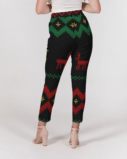 Christmas Merry Sweatshirt (Sweater) Black Women's Belted Tapered Pants TeeSpect