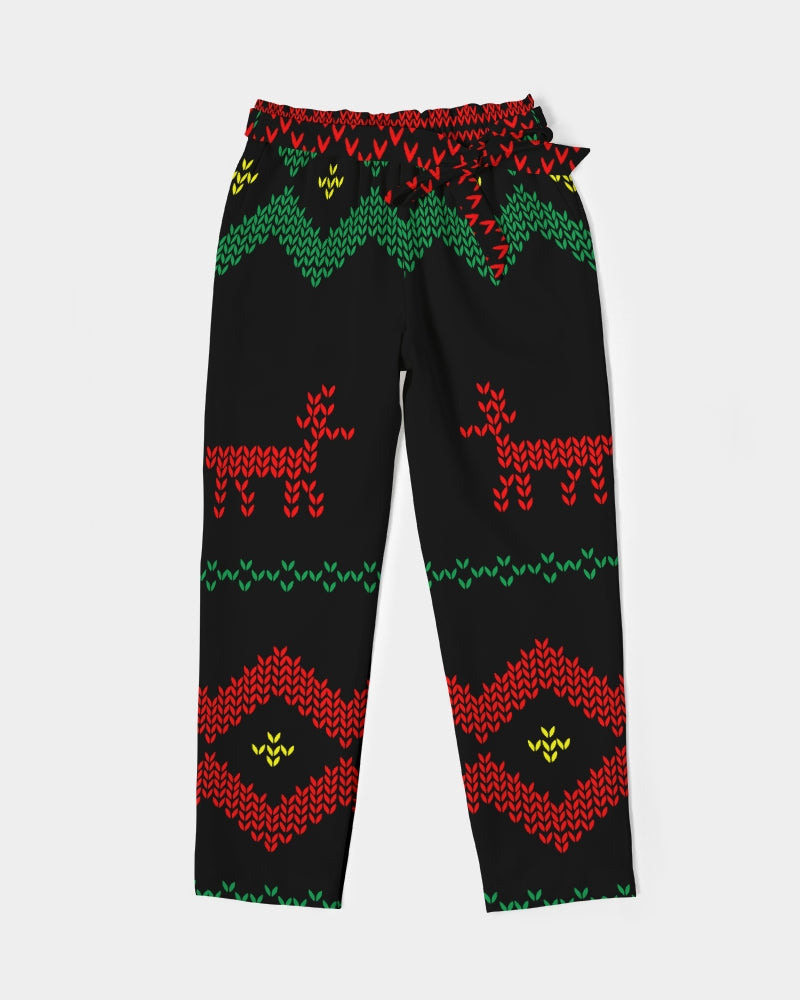 Christmas Merry Sweatshirt (Sweater) Black Women's Belted Tapered Pants TeeSpect
