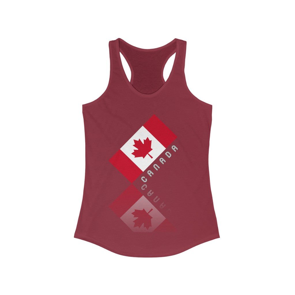 Women's Elegant Maple Leaf Canada Ideal Racerback Tank TeeSpect