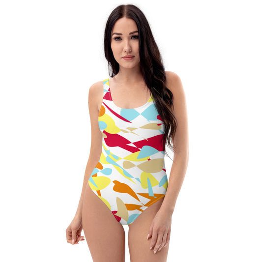 When Confused White One-Piece Swimsuit TeeSpect