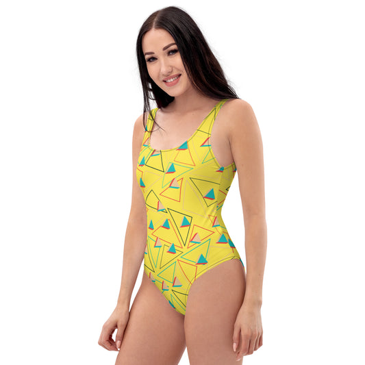 Triangular Candied Yellow One-Piece Swimsuit TeeSpect