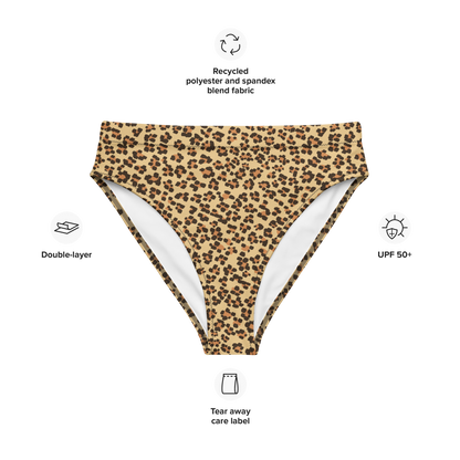 Leopardo en parte inferior de bikini reciclada de talle alto