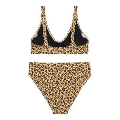 Bikini de talle alto con estampado de leopardo en material reciclado