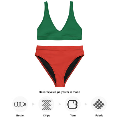 Bikini de talle alto reciclado Dúo de colores de la bandera de Portugal