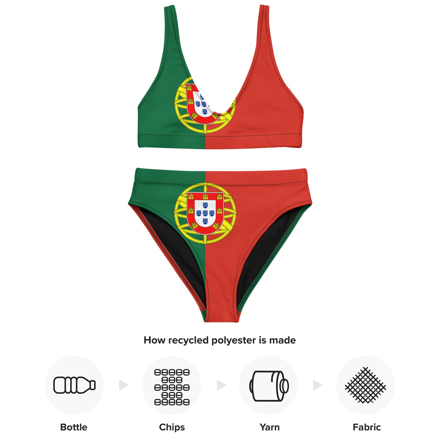 Drapeau du Portugal - Bikini taille haute recyclé Bandeira de Portugal