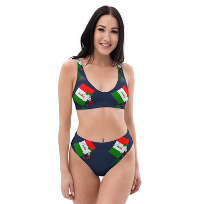 Elégant Bikini Taille Haute Recyclé Drapeau Italia-Italie Et Carte
