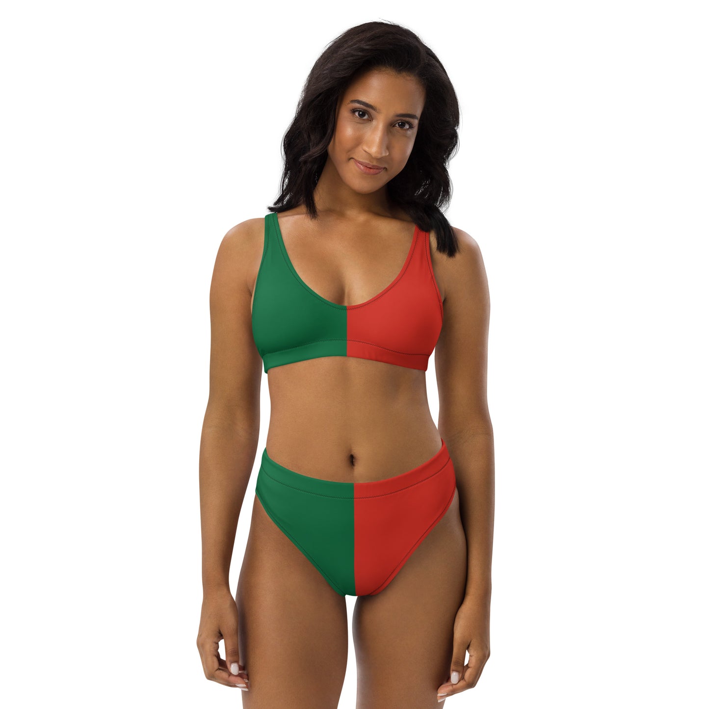 Bikini de talle alto reciclado Dúo de colores de la bandera de Portugal