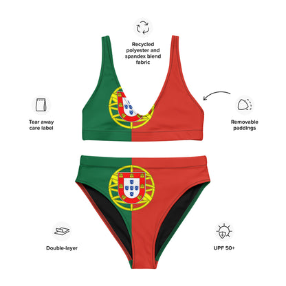 Bandera Portugal - Bikini Reciclado Talle Alto Bandeira de Portugal