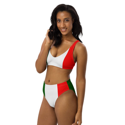 Italia - Bikini de talle alto reciclado con la bandera de Italia