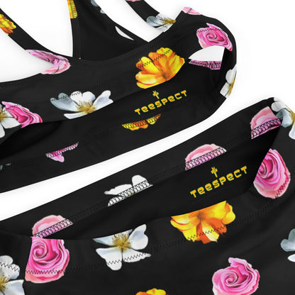 Bikini de talle alto reciclado con clips florales de verano