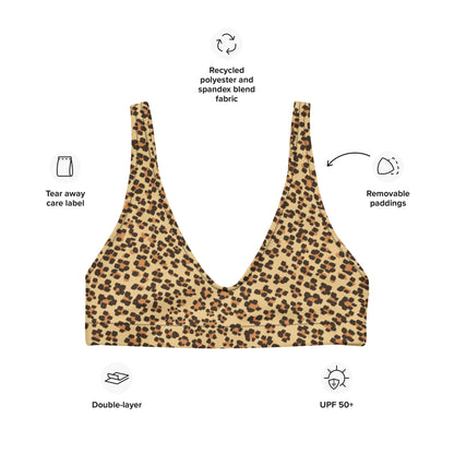Haut de bikini matelassé imprimé léopard sur recyclé