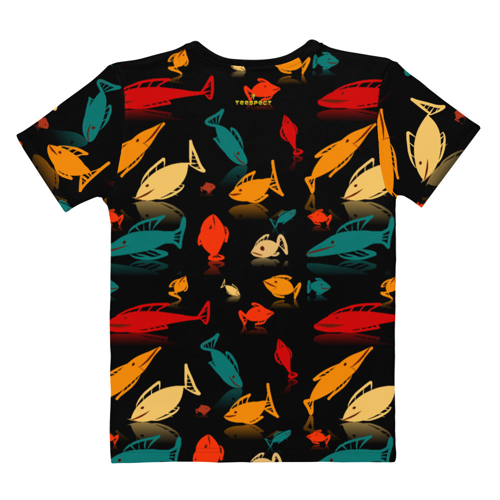 T-shirt à col rond multicolore Fish Mania pour femme