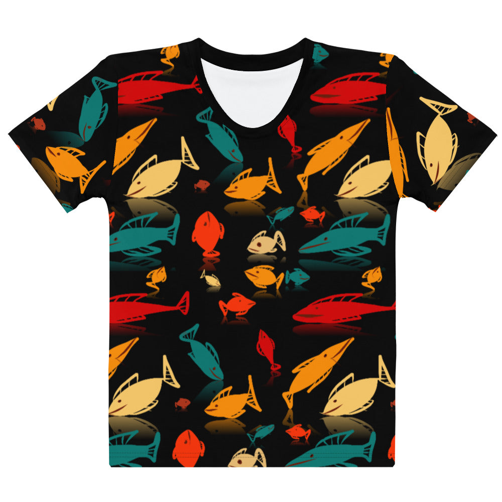 Multi-Color Fish Mania Women's Crew Neck T-Shirt