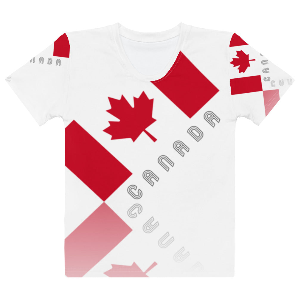 Élégant t-shirt à col rond pour femmes avec imprimé Feuille d'érable Canada