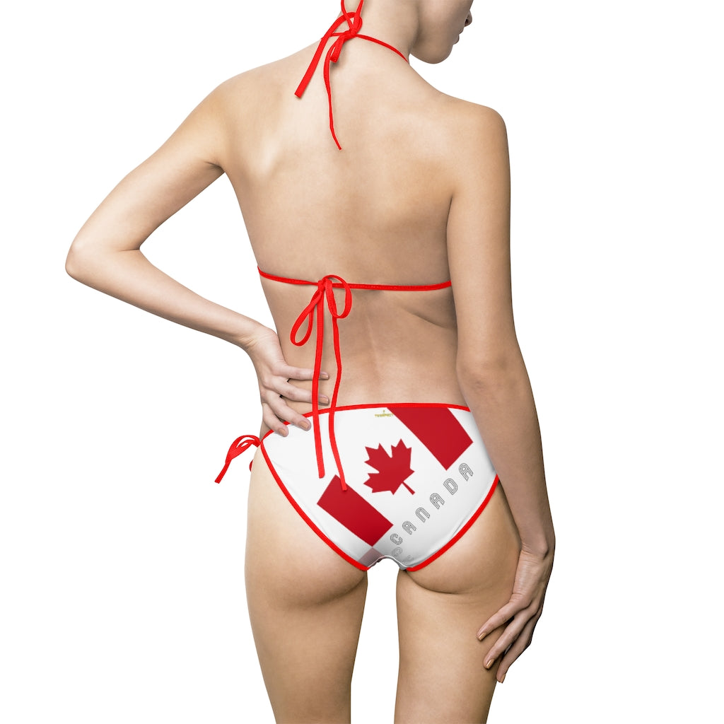 Women's Bikini Elegant Maple Leaf Canadian Flag White Swimsuit TeeSpect