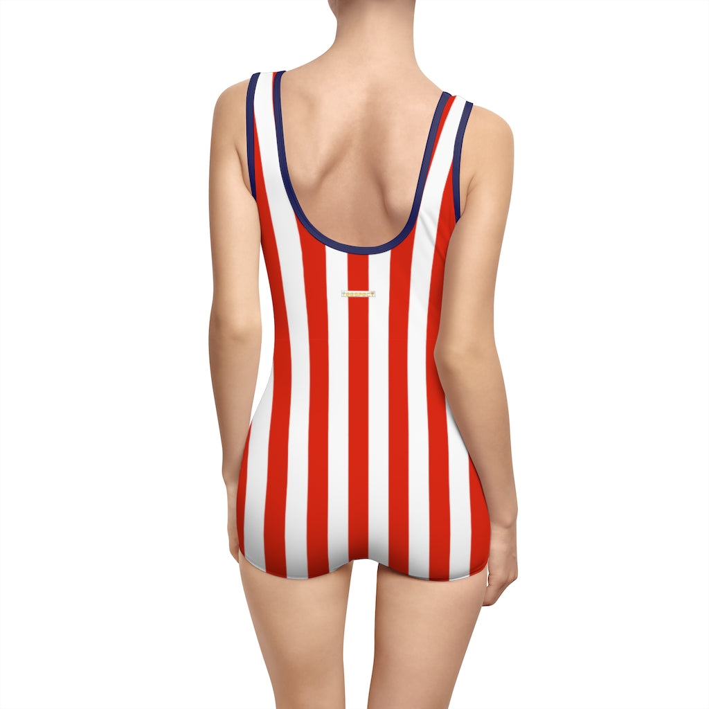 Striped Red Women's Vintage Swimsuit TeeSpect