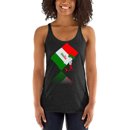 Women's Triblend Elegant Italia - Italy Flag And Map Racerback Tank TeeSpect